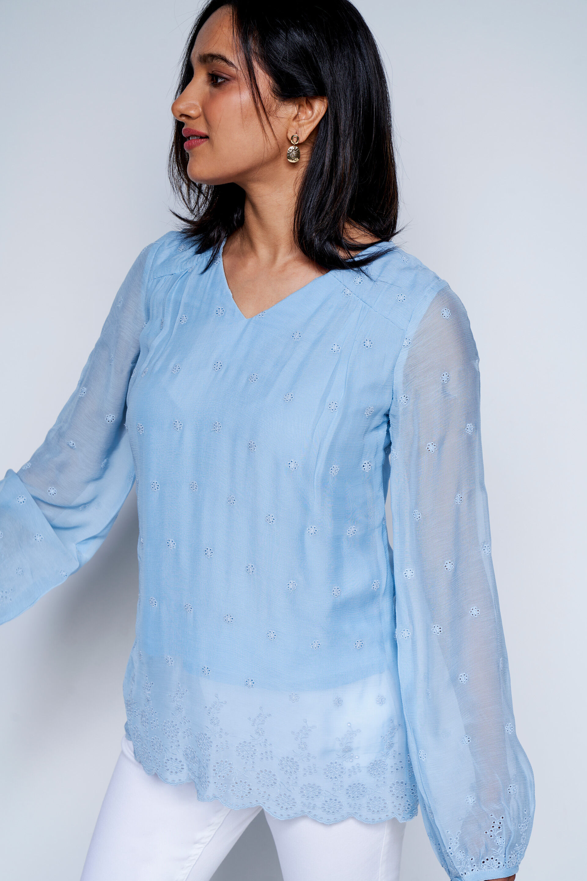 Powder Blue Flounce Top, Powder Blue, image 5